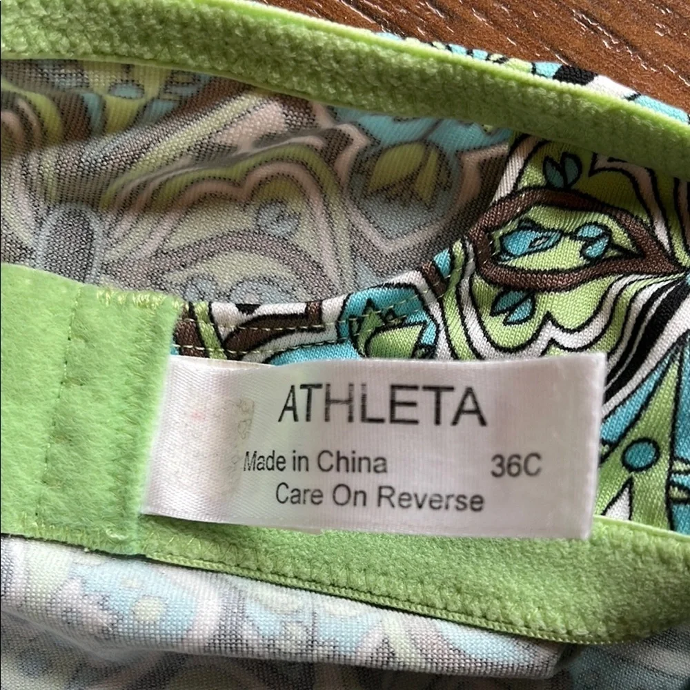 Athleta Geometric Swim Camisole in Blue and Green - Size 36C